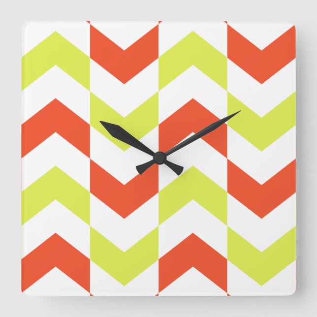 Herringbone Pattern Red & Green Clock (Front)