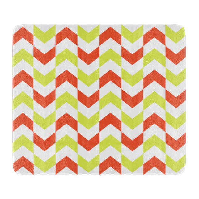Herringbone Pattern Red & Green Cutting Board (Front)