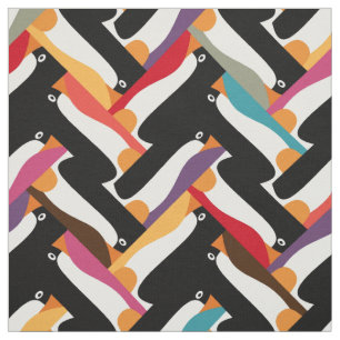 herringbone penguin fabric