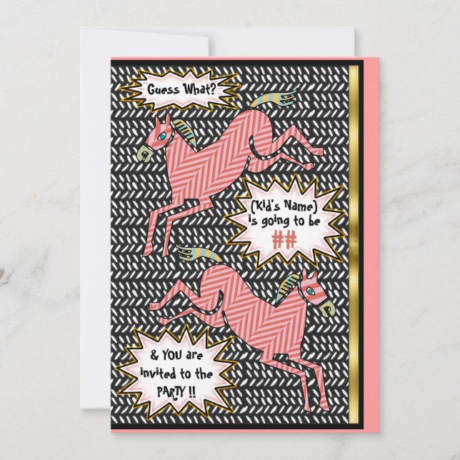 Herringbone Ponies (Personalised Birthday Party) Invitation (Front)
