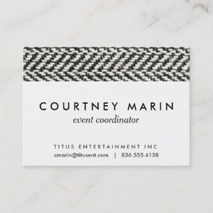Herringbone Tweed Rustic Black & White Knit Print Business Card