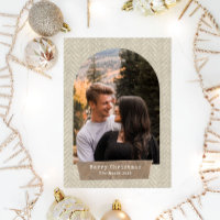 Herringbone Tweed Torn Paper Arch Christmas Photo