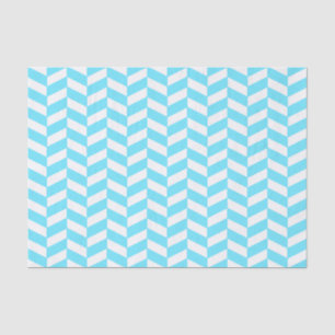 Herringbone White Bright Blue Summer Mod Pattern Tissue Paper