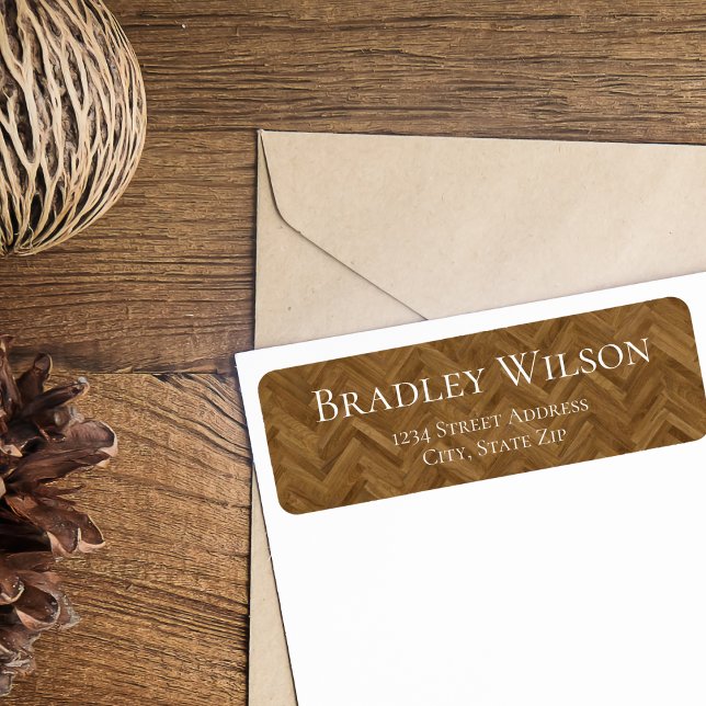 Herringbone Wood Grain Return Address label (Creator Uploaded)