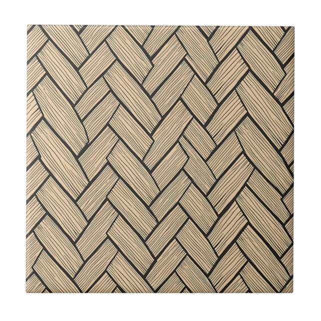 Herringbone Wood Parquet Pattern Ceramic Tile (Front)