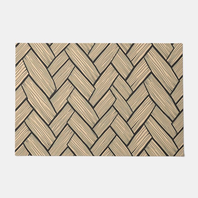 Herringbone Wood Parquet Pattern Doormat (Front)