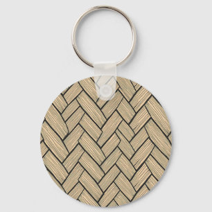 Herringbone Wood Parquet Pattern Key Ring