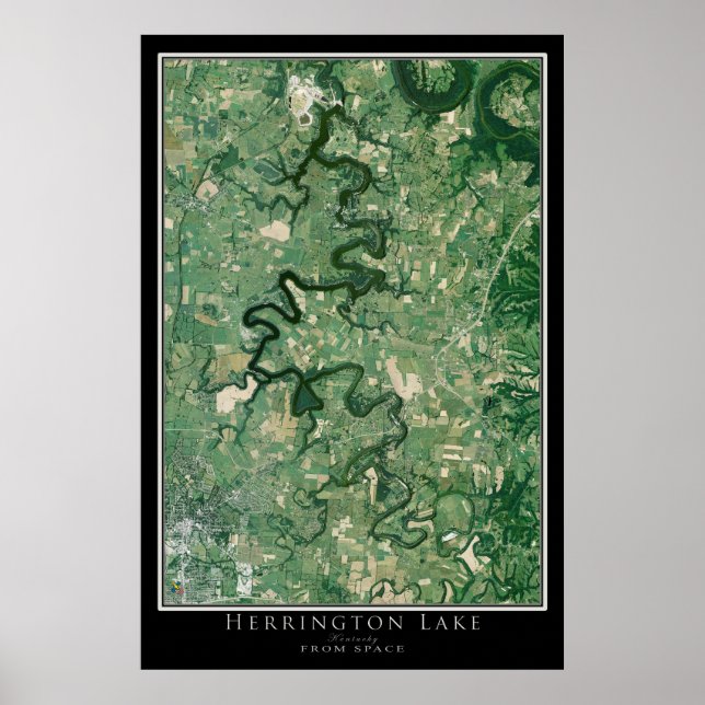 Herrington Lake Kentucky Satellite Poster Map (Front)