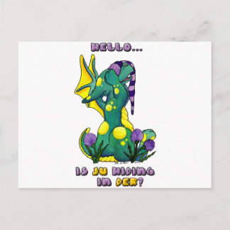 Herro is ju in der? cute baby dragon postcard