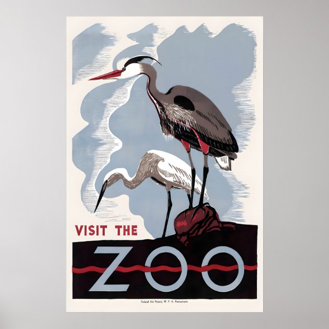 Herron American Bittern Zoo Bird Advertising Poster (Front)