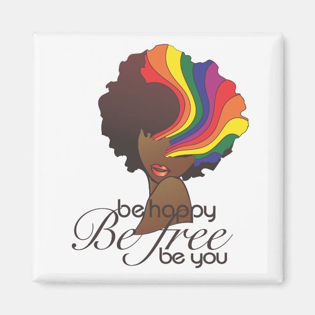 Hers and Hers Be Happy Magnet (Front)