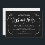 Hers and Hers Gay Couples Shower Invitation<br><div class="desc">Fun and sophisticated lesbian wedding shower invitation with two diamond rings and "hers and hers"; perfect for couple's showers and engagement parties (title of party is editable). Leave the gold background or choose your favourite background colour. Die Cut is optional. All the text is customisable except for that in "script"....</div>