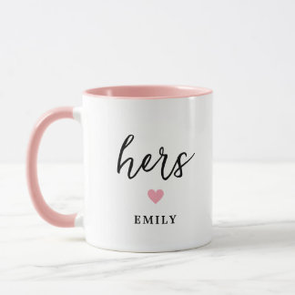 Hers His With Couple Names Valentine Anniversary Mug