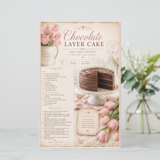 Hershey Style Chocolate Cake Recipe, Pink Tulips (Standing Front)