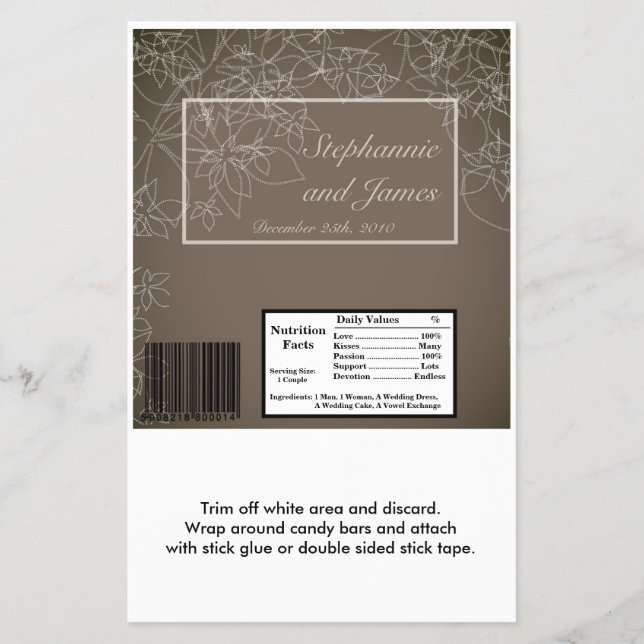 Hershey's Large Bar Wrapper Autumn Floral Fall (Front)