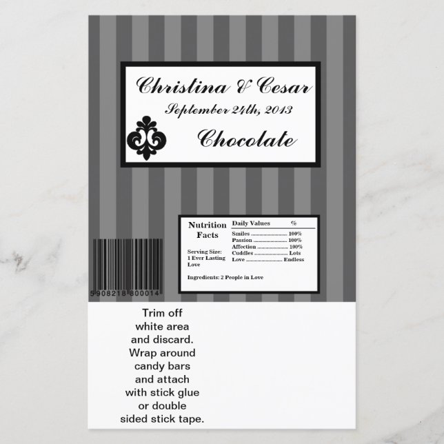 Hershey's Large Bar Wrapper Black Grey Flourish St (Front)