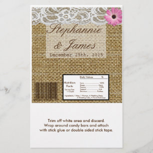 Hershey's Large Bar Wrapper Burlap Lace Flower