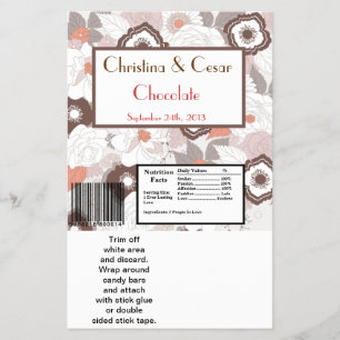 Hershey's Large Bar Wrapper Coral Pink Brown Flora