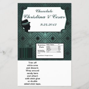 Hershey's Large Bar Wrapper Damask Teal Couple Man