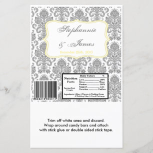 Hershey's Large Bar Wrapper Grey Yello Damask Lace