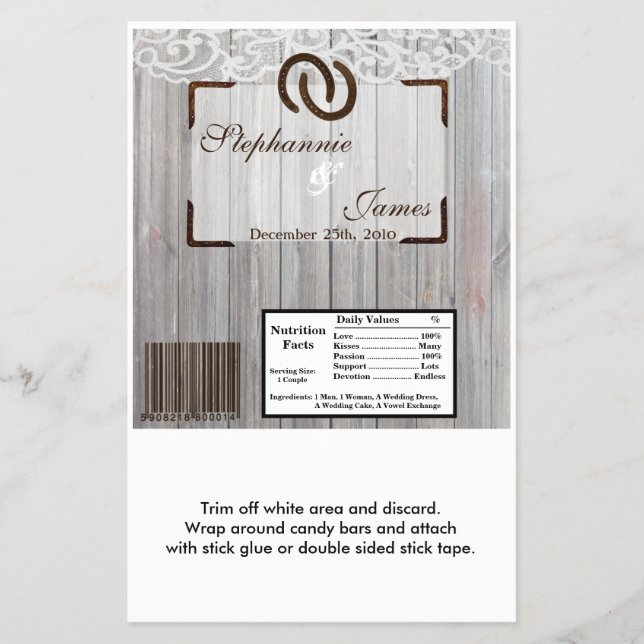 Hershey's Large Bar Wrapper Horse Shoes on Wood (Front)