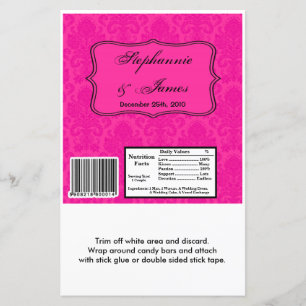 Hershey's Large Bar Wrapper Hot Pink Damask Lace