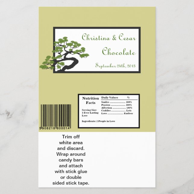 Hershey's Large Bar Wrapper Japanese Green Bonsai (Front)