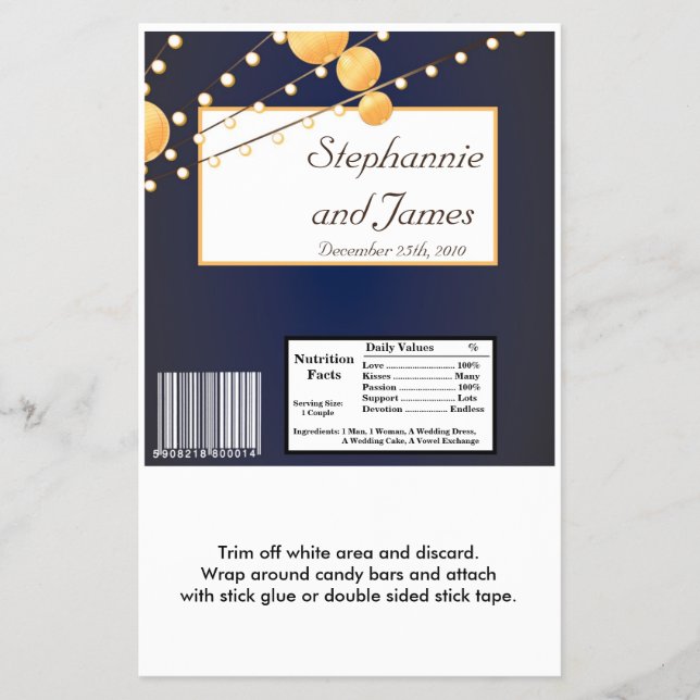 Hershey's Large Bar Wrapper Paper Lanterns on Blue (Front)