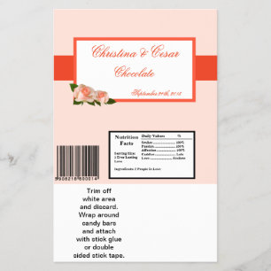 Hershey's Large Bar Wrapper Pink/Peach Rose with L