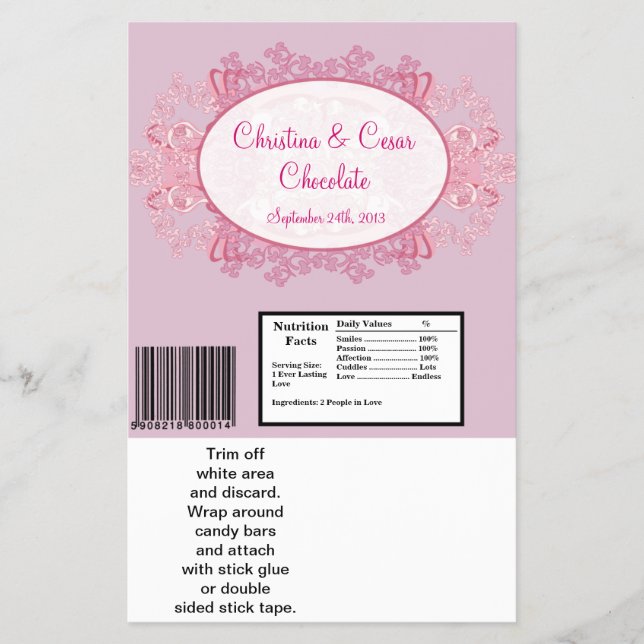 Hershey's Large Bar Wrapper Pink/Purple Chinese Sc (Front)