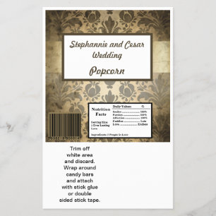 Hershey's Large Bar Wrapper Vintage Brown Damask