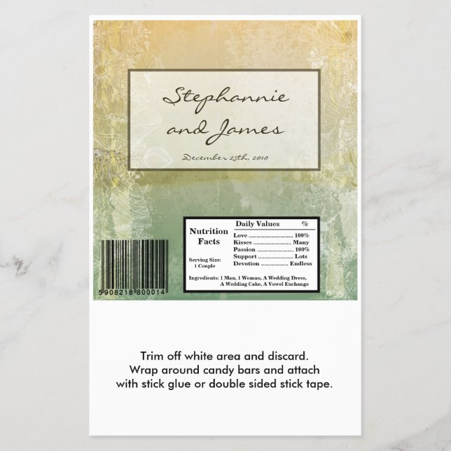 Hershey's Large Bar Wrapper Vintage Floral Antique (Front)