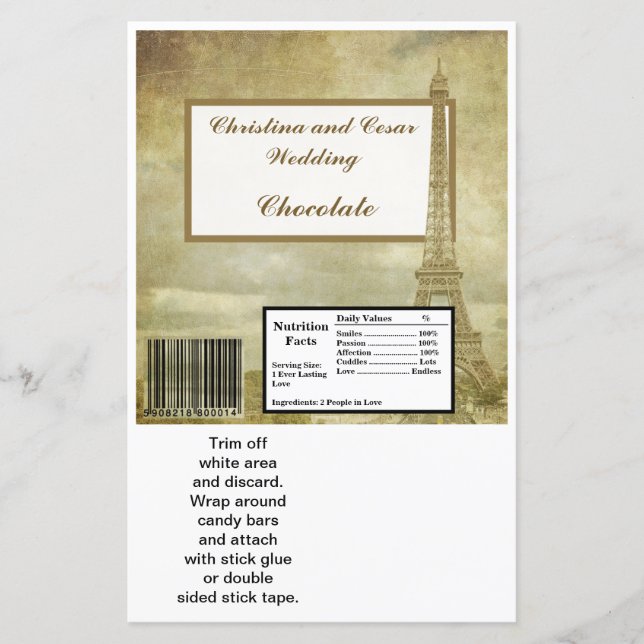 Hershey's Large Bar Wrapper Vintage Paris (Front)