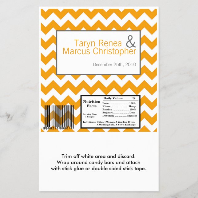 Hershey's Large Bar Wrapper Yellow Grey Chevron (Front)