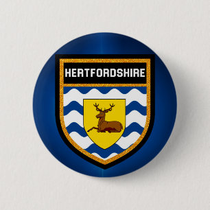 Hertfordshire Flag 6 Cm Round Badge