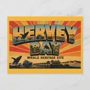 Hervey Bay Whale Watching Capital Vintage Postcard