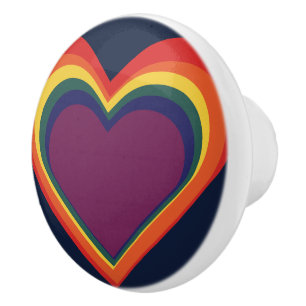 Herz ♥ Heart – Rainbow Colors – Regenbogenfarben Ceramic Knob