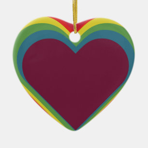 Herz ♥ Heart – Rainbow Colours – Regenbogenfarben Ceramic Ornament