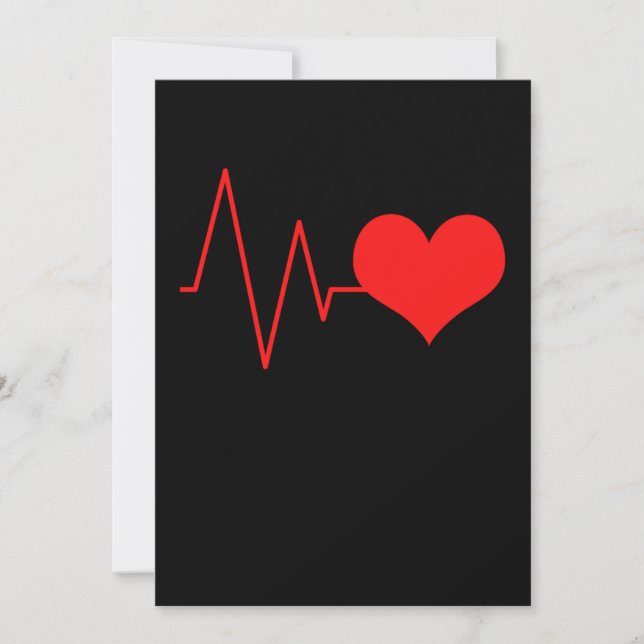 Herz Heartbeat Heart Beat Red Lovely Heart Gift Invitation (Front)