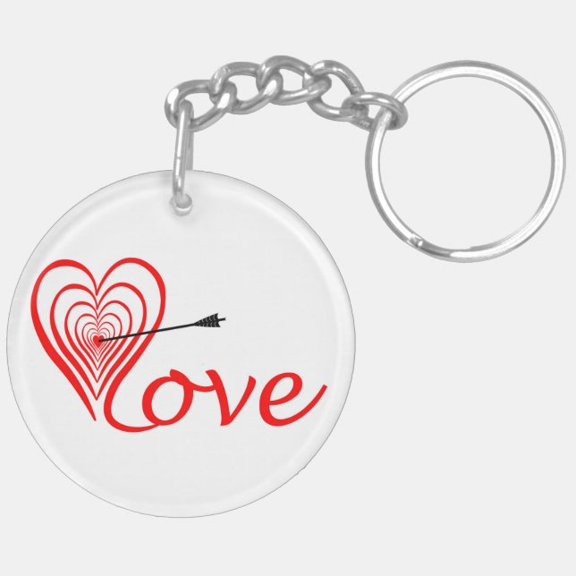 Herz Liebe Dartscheibe mit Pfeil Key Ring (Back Left)