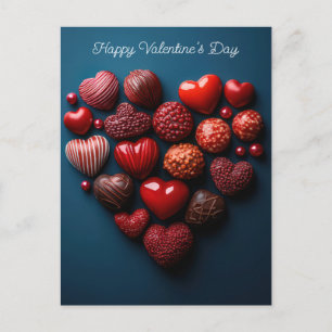 Herzen aus Schokolade und Pralinen Valentinstag Postcard