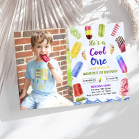 He's a Cool One Boy Popsicle 1st Birthday Photo