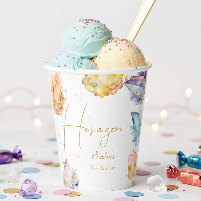 He's a Gem Birthday Crystals Paper Cups (Creator Uploaded)