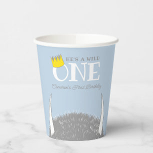 He's a Wild One - 1st Birthday Crown Blue Paper Cups