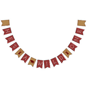 He's A Wild One   Plaid First Birthday Bunting