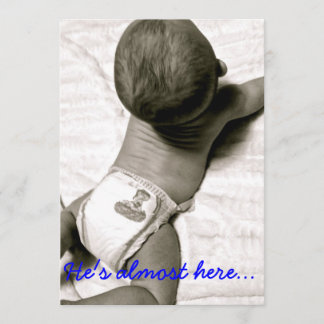 He's almost here baby shower invitation