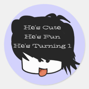 He's Cute He's One He's Turning One Classic Round Sticker