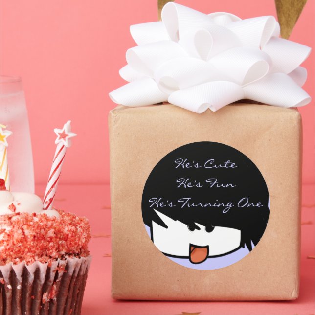 He's Cute He's One He's Turning One Classic Round Sticker (Party)