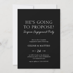 He's Going to Propose! Black Surprise Engagement Invitation