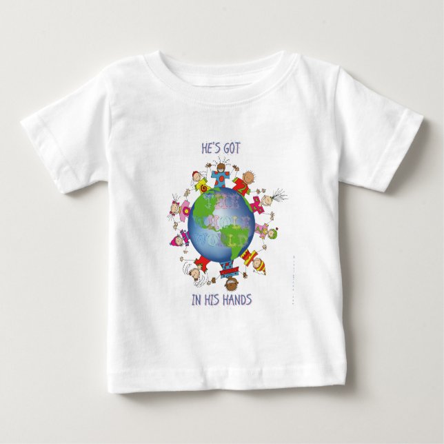 He's Got the Whole World in His Hands Baby T-Shirt (Front)